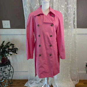 Bromley Sport Pink Double Breasted Trench Coat, Size M